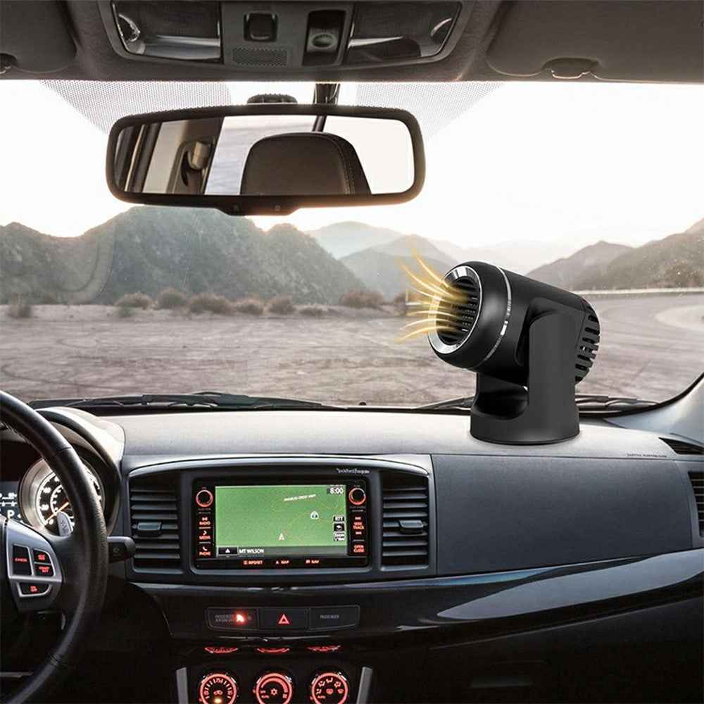 24V Car Heater Windshield Defrosting Defogging 360-Degree Rotating Vehicle Interior Heating Fan - Black