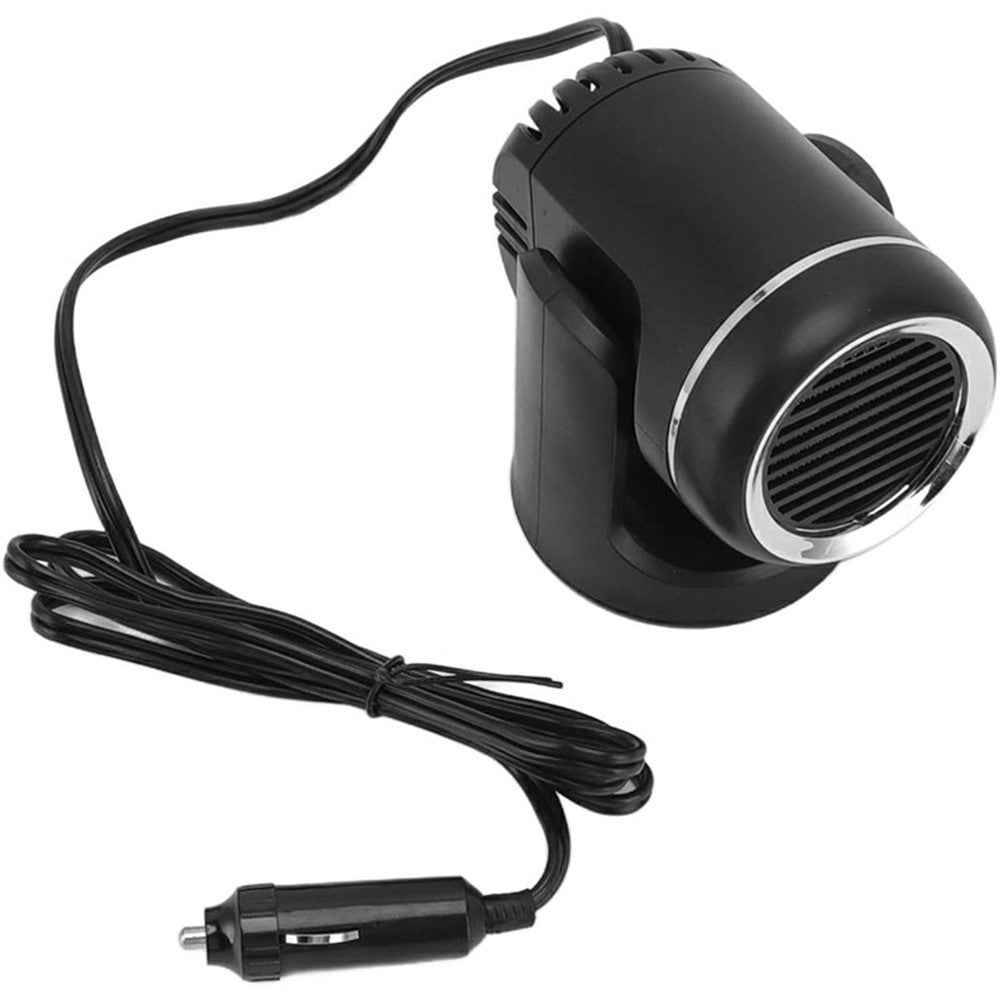24V Car Heater Windshield Defrosting Defogging 360-Degree Rotating Vehicle Interior Heating Fan - Black