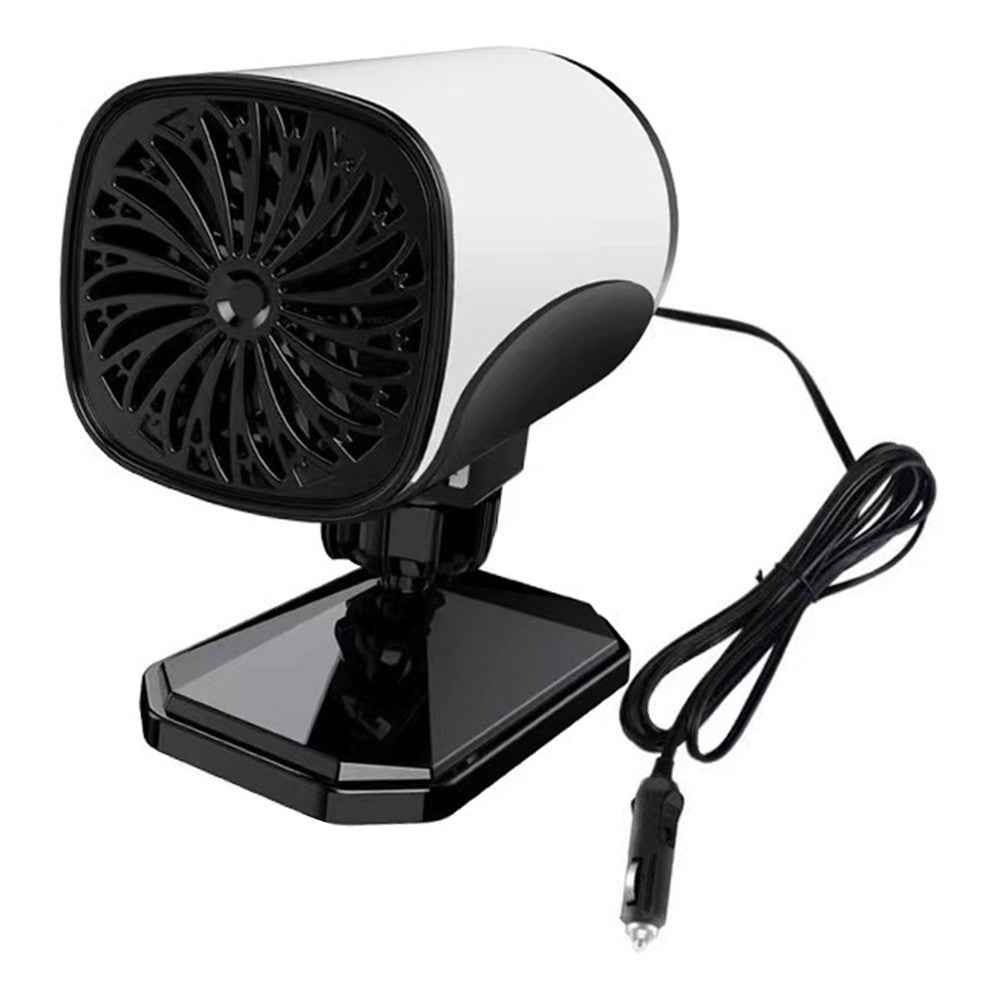 Car Heater 150W Fast Heater Fan Windshield Defroster Demister 2 in 1 Heating Cooling Fan for SUV Trucks - White  /  24V