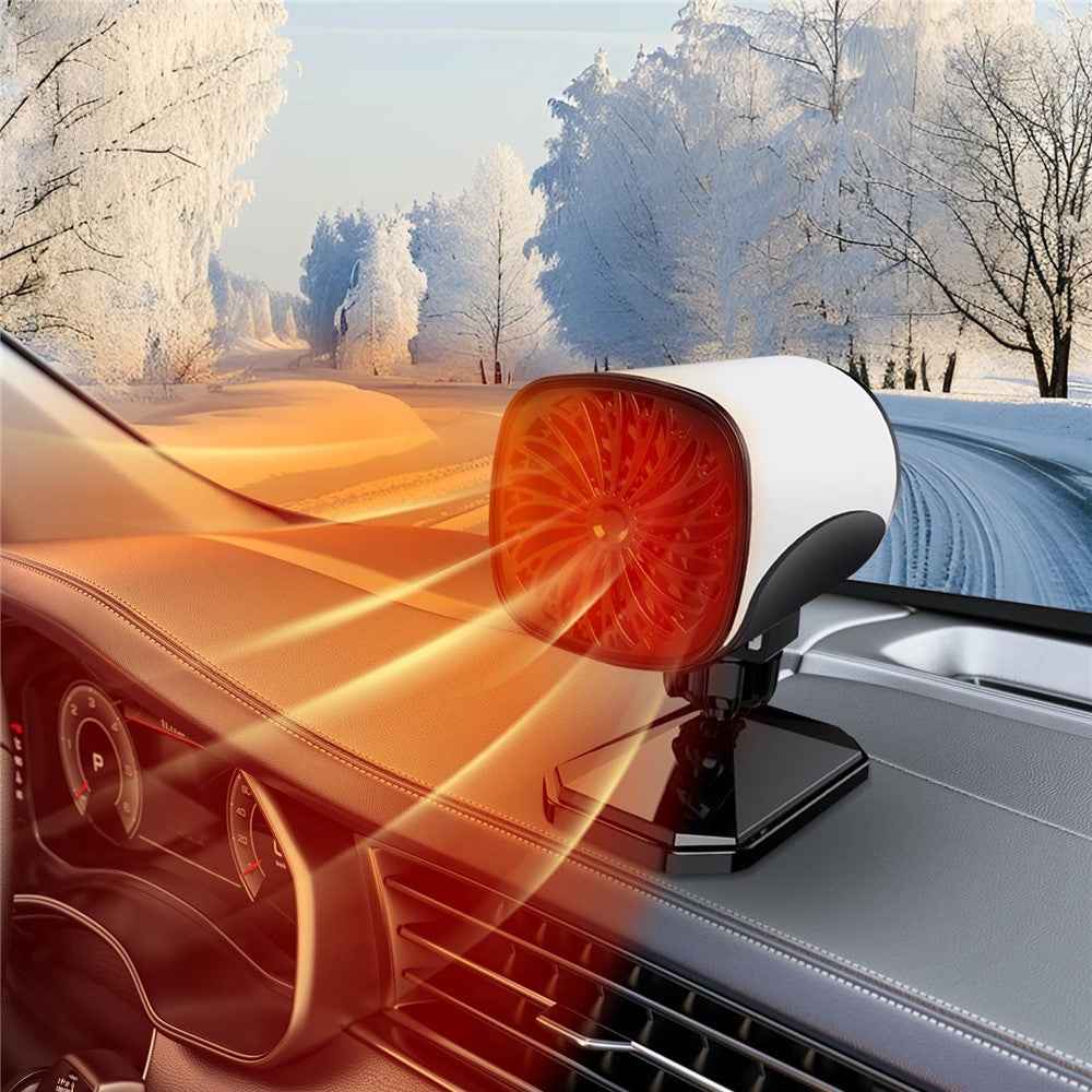 Car Heater 150W Fast Heater Fan Windshield Defroster Demister 2 in 1 Heating Cooling Fan for SUV Trucks - White  /  24V