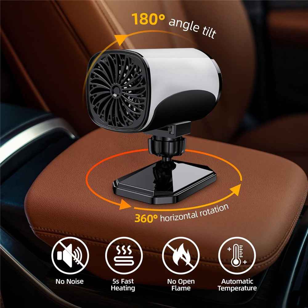 Car Heater 150W Fast Heater Fan Windshield Defroster Demister 2 in 1 Heating Cooling Fan for SUV Trucks - Black  /  12V