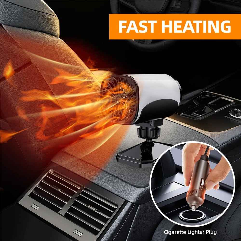Car Heater 150W Fast Heater Fan Windshield Defroster Demister 2 in 1 Heating Cooling Fan for SUV Trucks - Black  /  24V