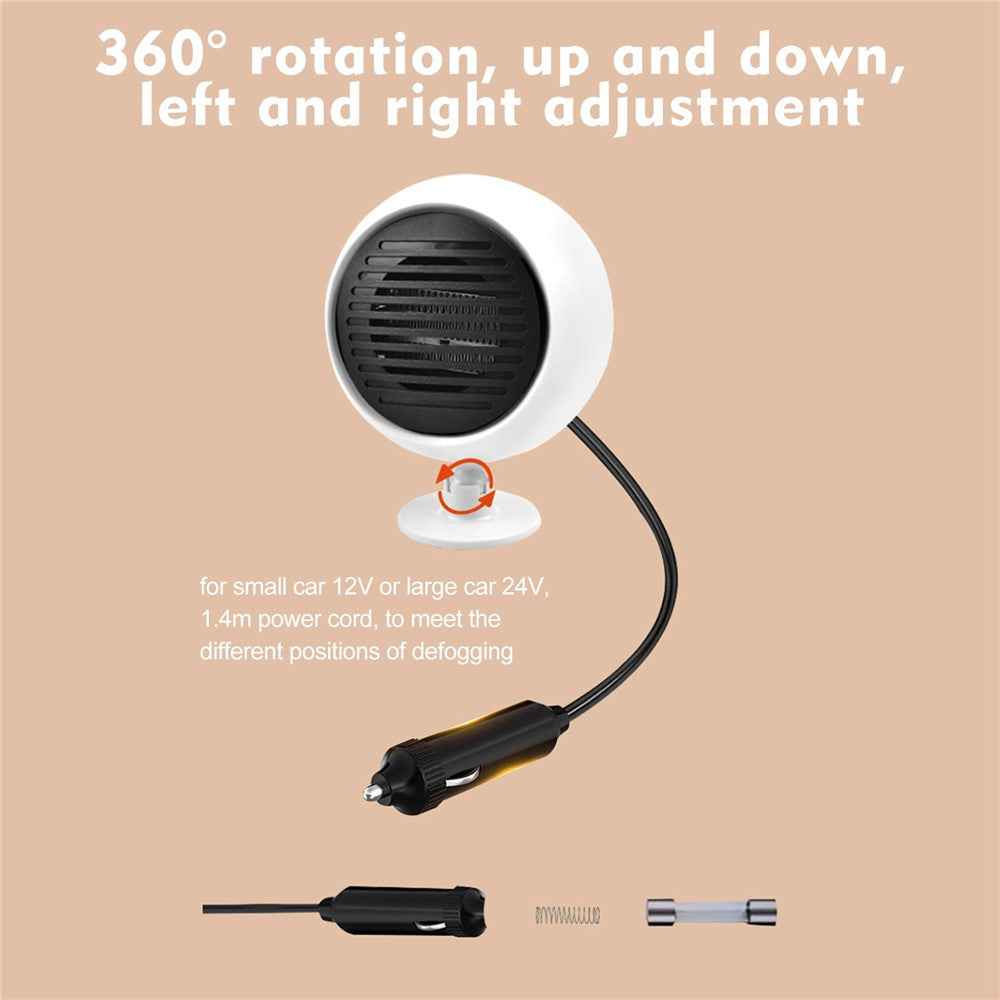 F-138 Creative Planet Design 24V Car Truck Heating Fan Vehicle Windshield Defrosting Defogging Heater - White