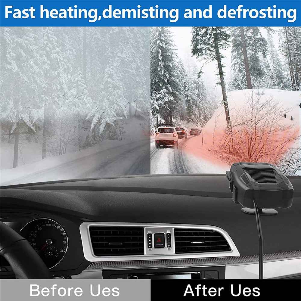 R803 12V Car Dashboard Heating Fan Car Windshield Defrosting Defogging Heater Vehicle Interior Heating Device - Black