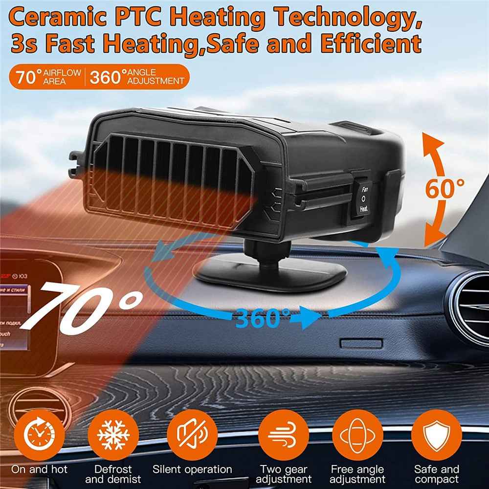 R803 12V Car Dashboard Heating Fan Car Windshield Defrosting Defogging Heater Vehicle Interior Heating Device - Yellow