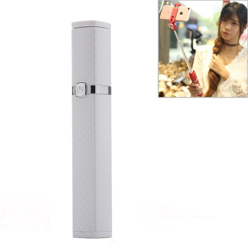 CYKE S3 Hidden One-piece Lipstick Shape Wired Control Selfie Stick with Rear Mirror (White)