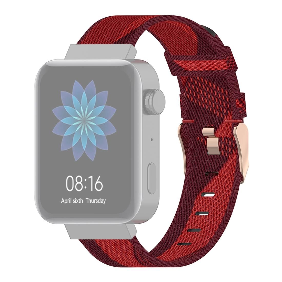 18mm Stripe Weave Nylon Wrist Strap Watch Band for Xiaomi Mi Watch, Garmin Vivomove 3s / Vivoactive 4s (Red)