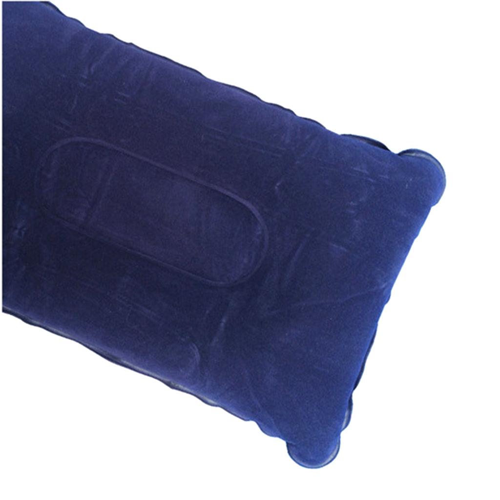 Inflatable Air Travel Pillow PVC Flocked Head Neck Rest Support Cushion Navy
