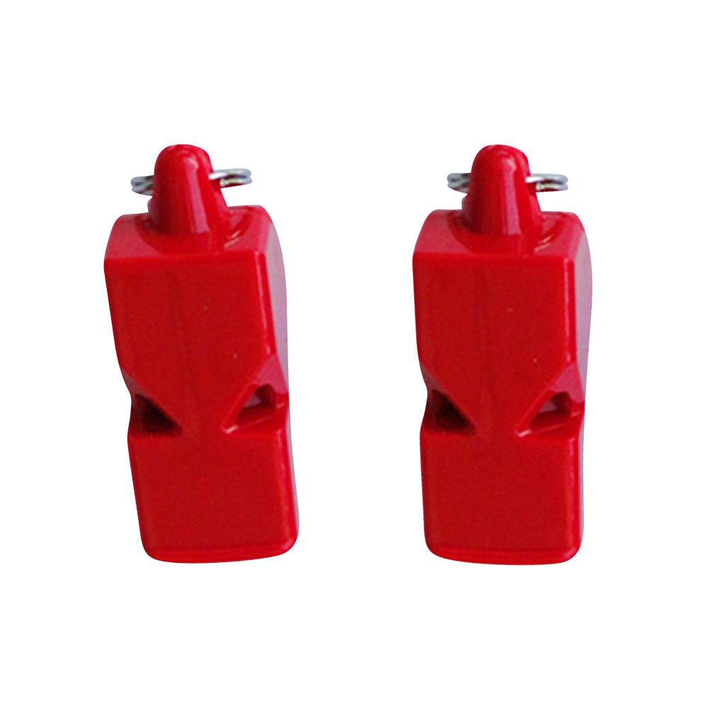 2xEmergency Survival Plastic Whistle Marine Safety Camping Boating red