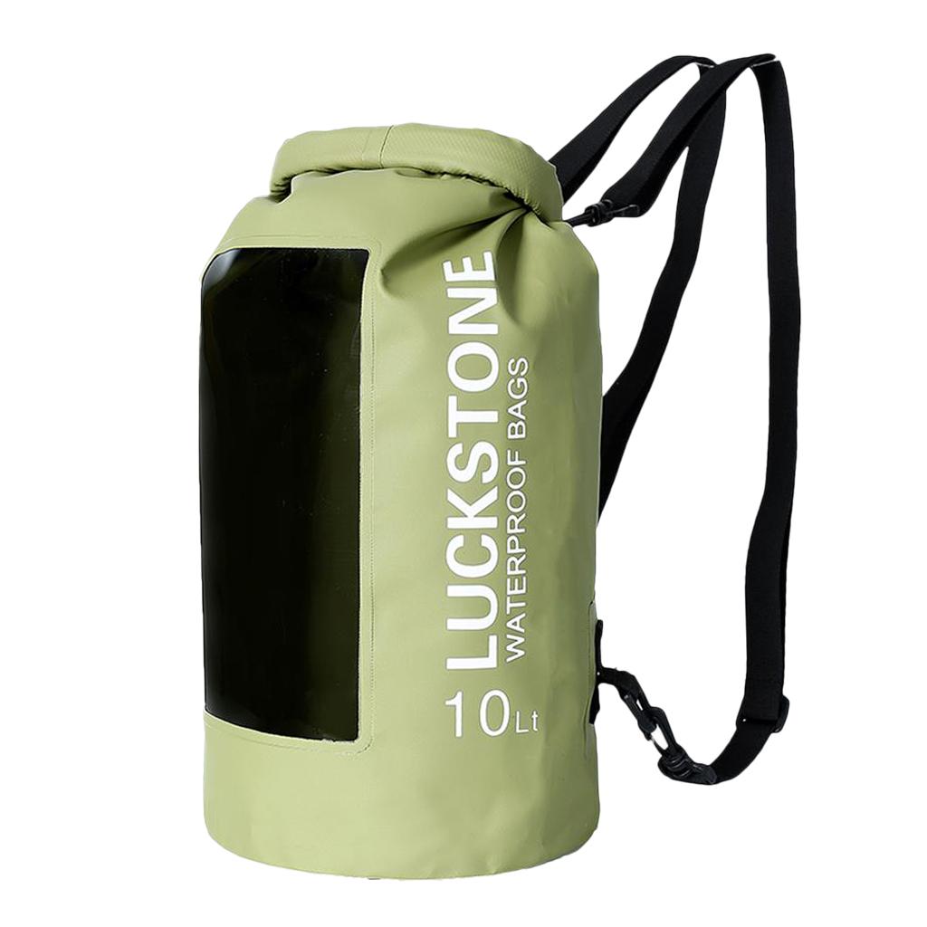 10L Waterproof Dry Bag Backpack for Beach Kayak Canoe Fishing Camping Green