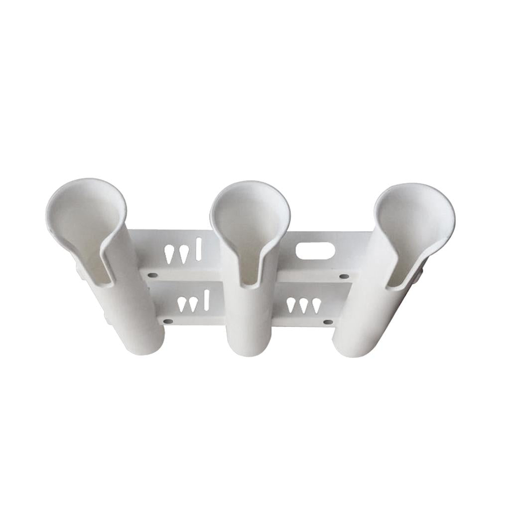 2 Pieces White 3 Pole/3 Rack Side Mount Deep Sea/Boat Fishing Rod Holder