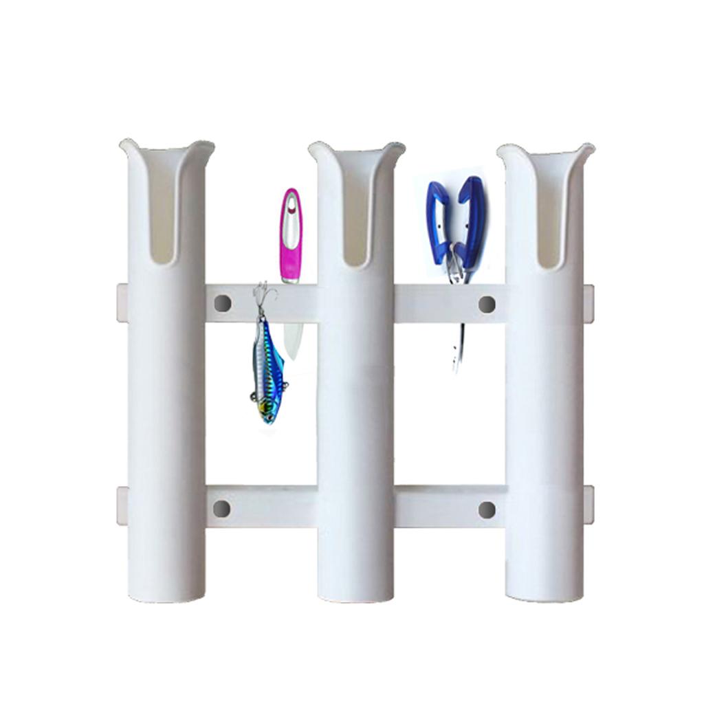 2 Pieces White 3 Pole/3 Rack Side Mount Deep Sea/Boat Fishing Rod Holder