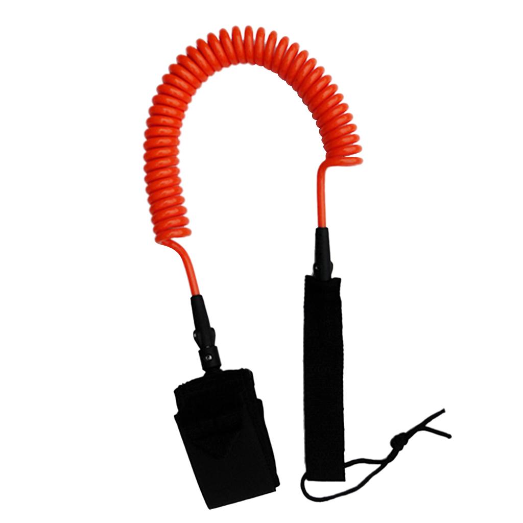 Surfing Sports Orange Coiled SUP Surfboard Leash with Ankle Strap 4ft or 1.2m