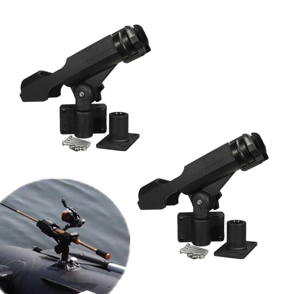 2 Pieces / Set Adjustable Side Rail Mount Kayak Boat Fishing Pole Rod Holder