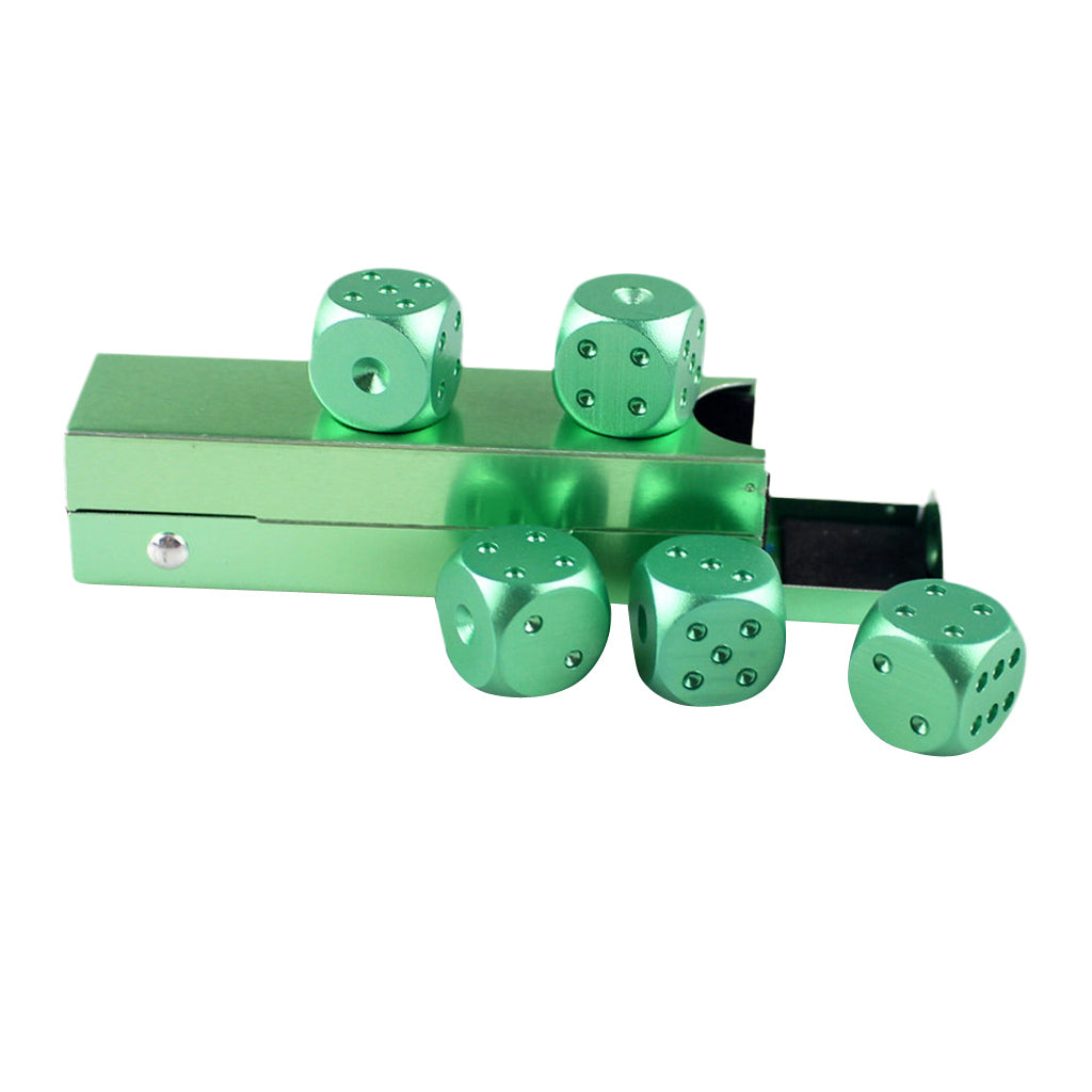 5 Pieces Aluminum Alloy 6 Sided Square Cube Spot Dice Round Corner Green