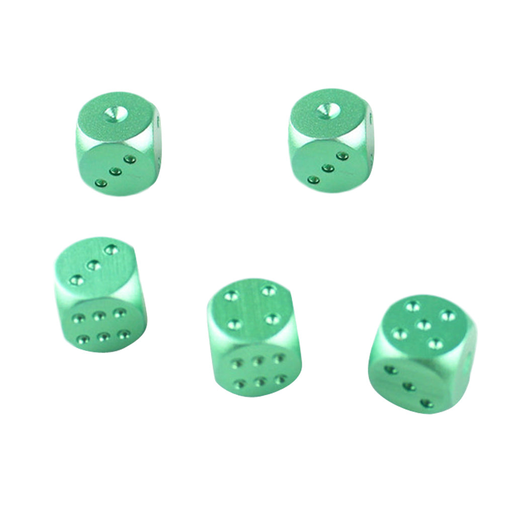 5 Pieces Aluminum Alloy 6 Sided Square Cube Spot Dice Round Corner Green