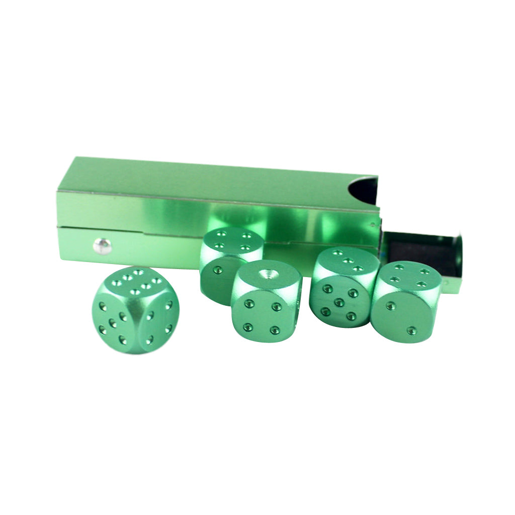 5 Pieces Aluminum Alloy 6 Sided Square Cube Spot Dice Round Corner Green
