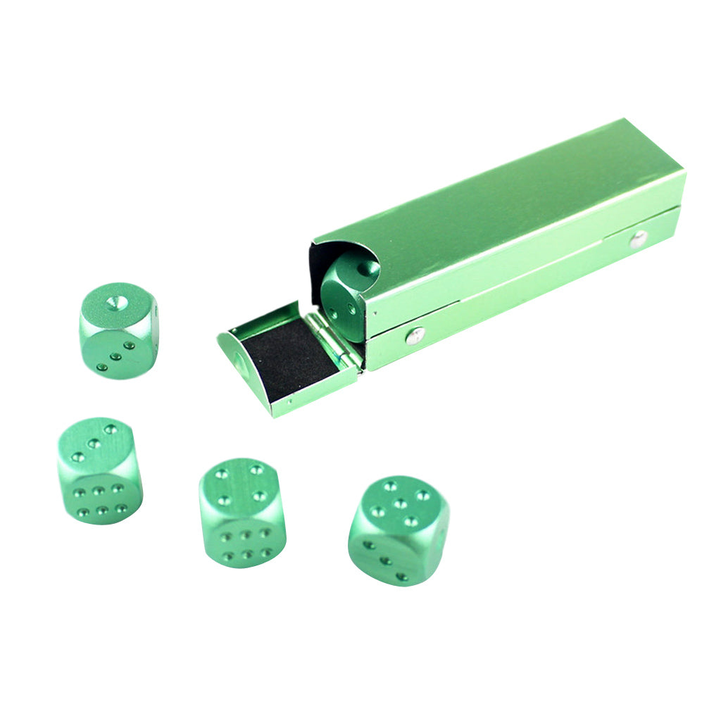 5 Pieces Aluminum Alloy 6 Sided Square Cube Spot Dice Round Corner Green