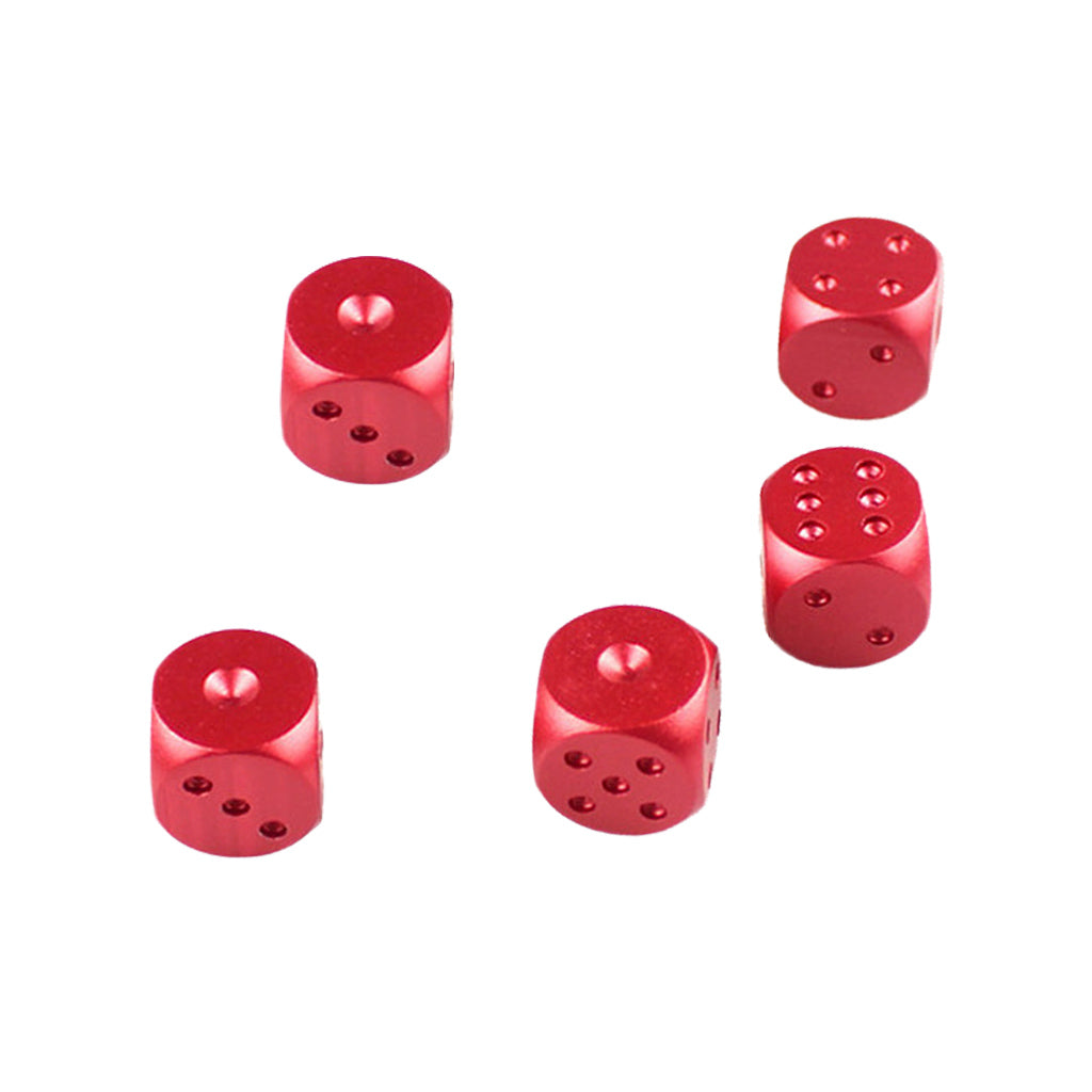 5 Pieces Aluminum Alloy 6 Sided Square Cube Spot Dice Round Corner Red
