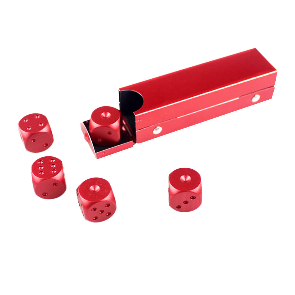 5 Pieces Aluminum Alloy 6 Sided Square Cube Spot Dice Round Corner Red