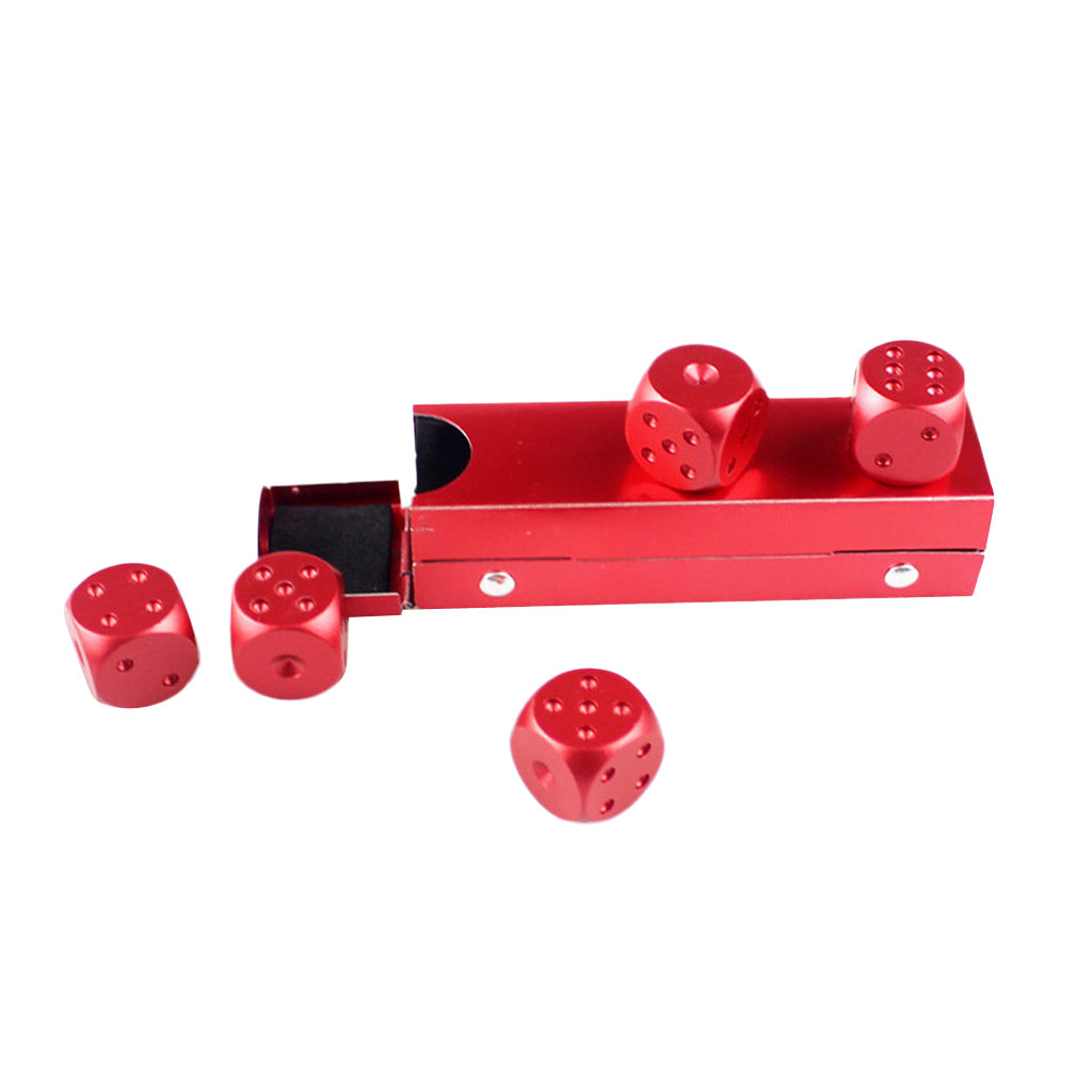 5 Pieces Aluminum Alloy 6 Sided Square Cube Spot Dice Round Corner Red