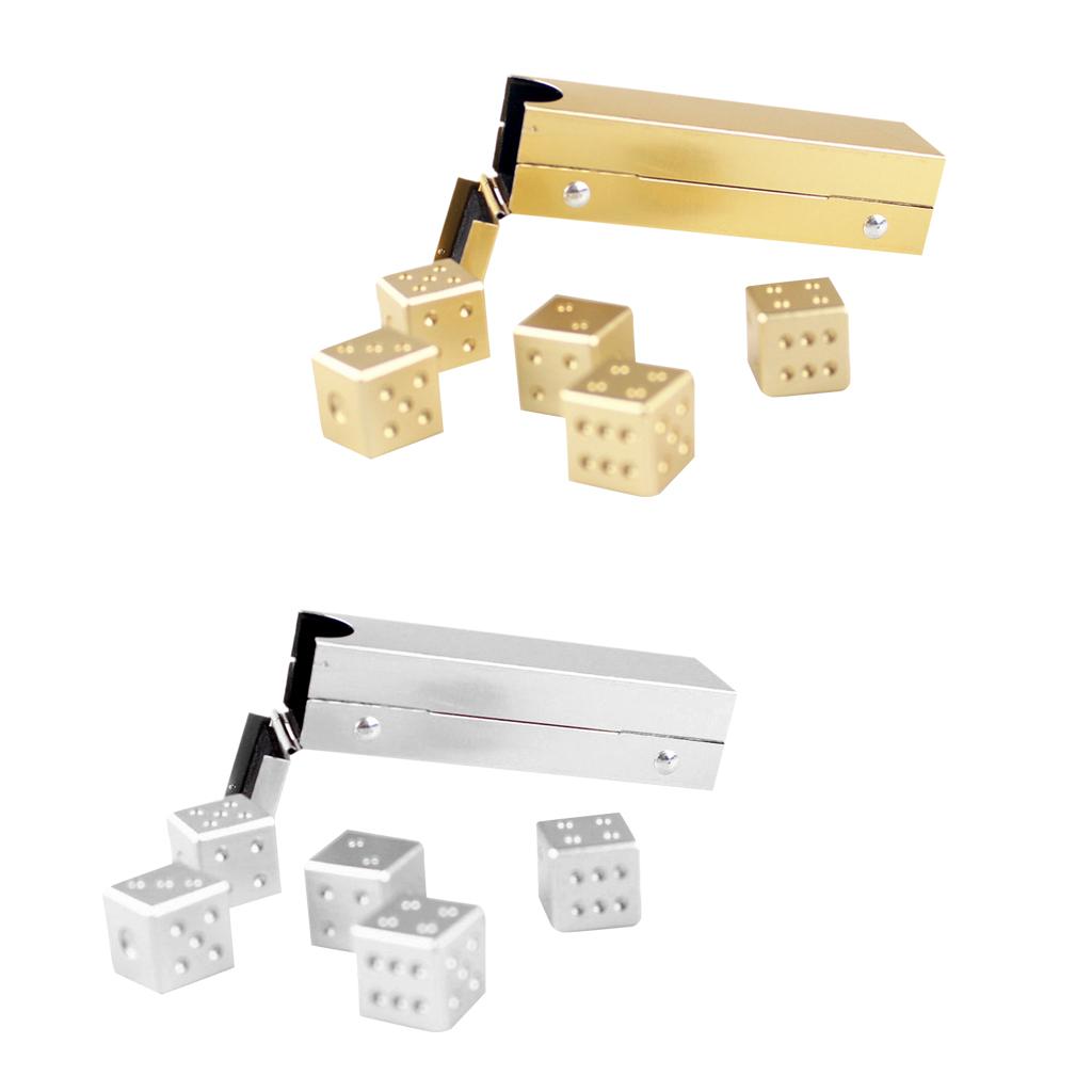 5 Pieces Aluminum Alloy 6 Sided Square Cube Spot Dice Straight Corner Gold