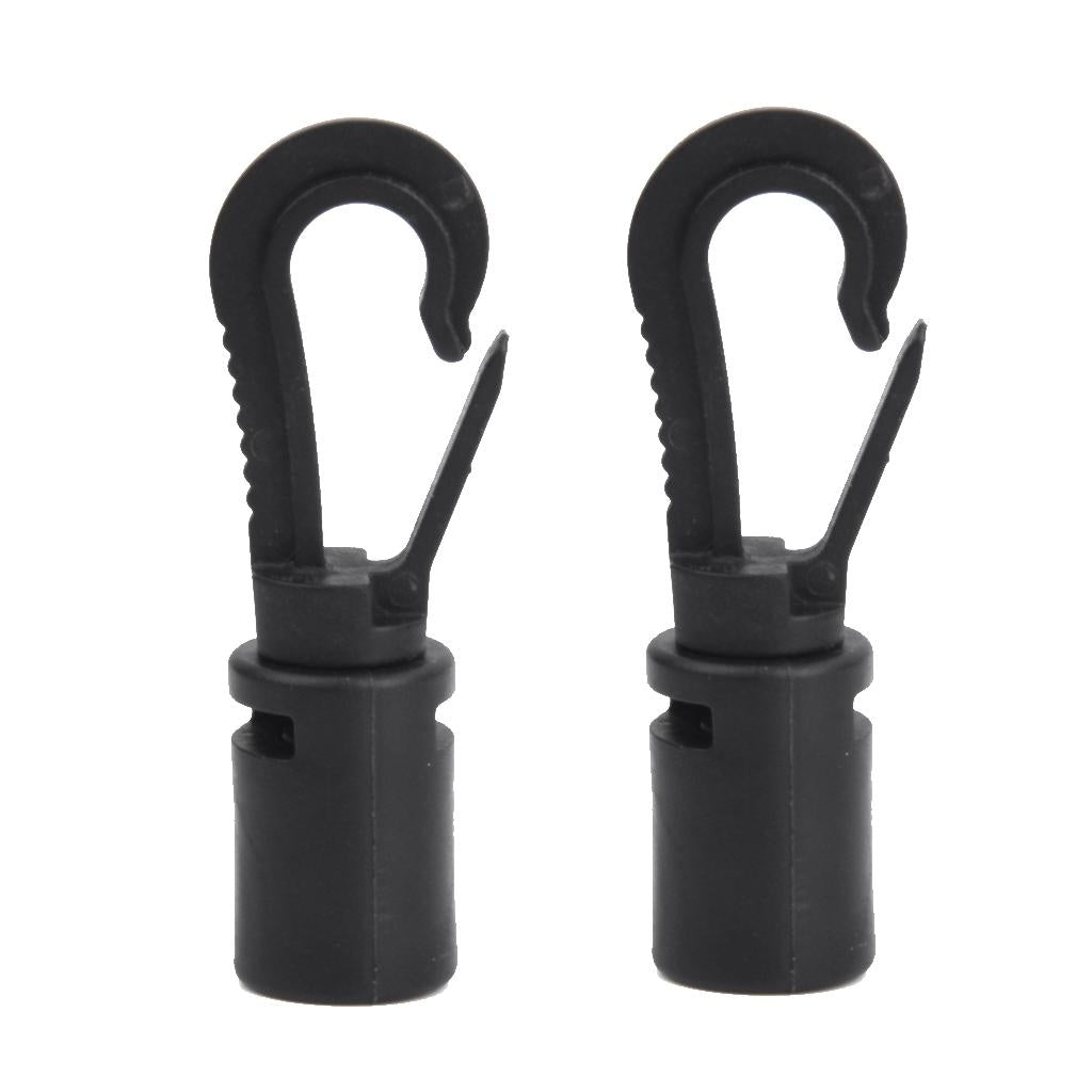 3x6 Pieces Black Bungee Cord Snap End Hooks for Marine Kayak Canoe Boat