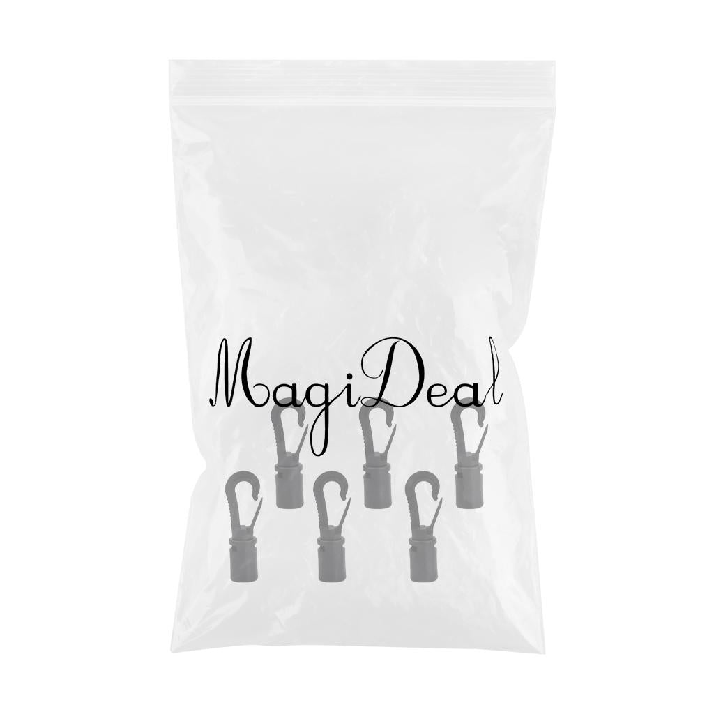 2x6 Pieces Black Bungee Cord Snap End Hooks for Marine Kayak Canoe Boat