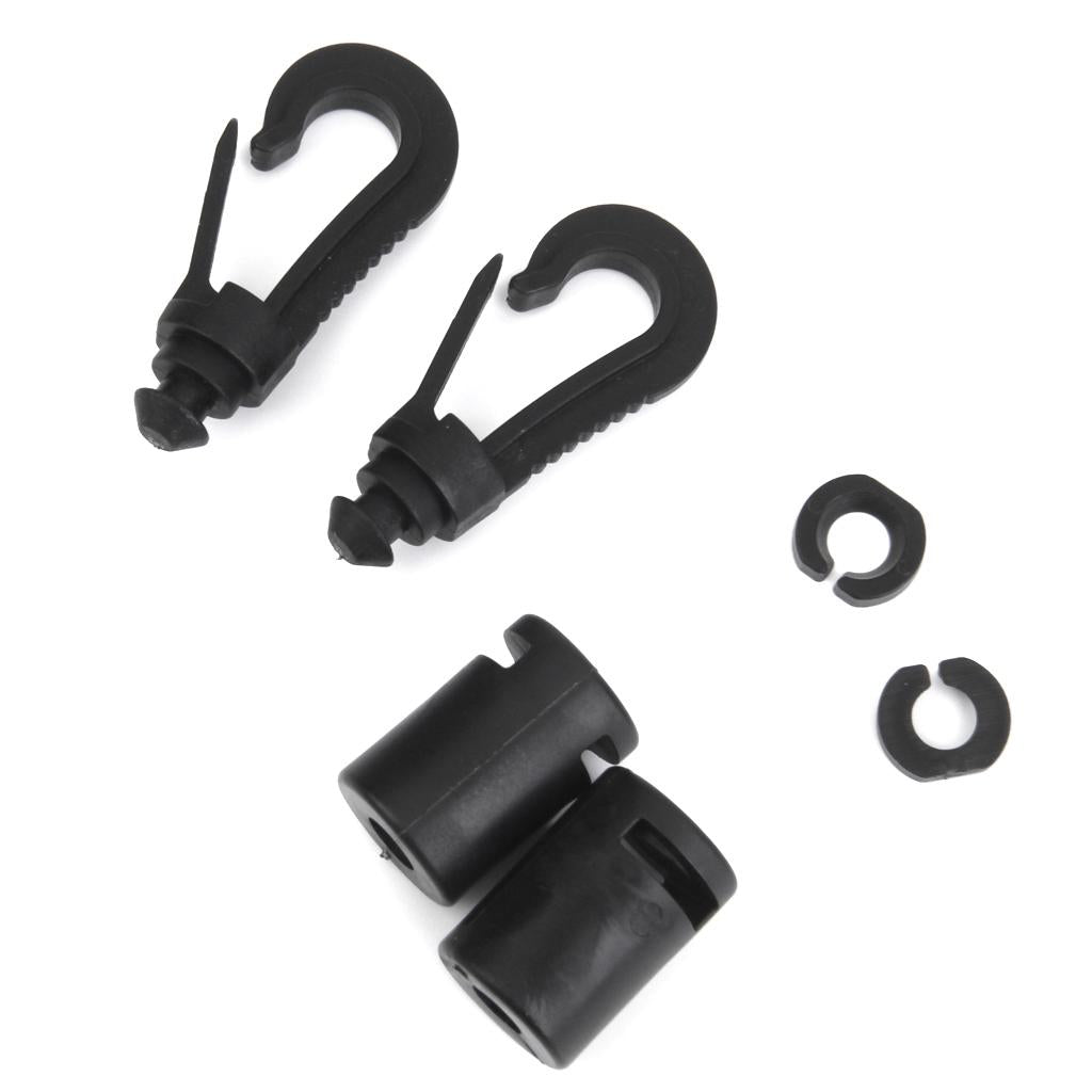 2x6 Pieces Black Bungee Cord Snap End Hooks for Marine Kayak Canoe Boat