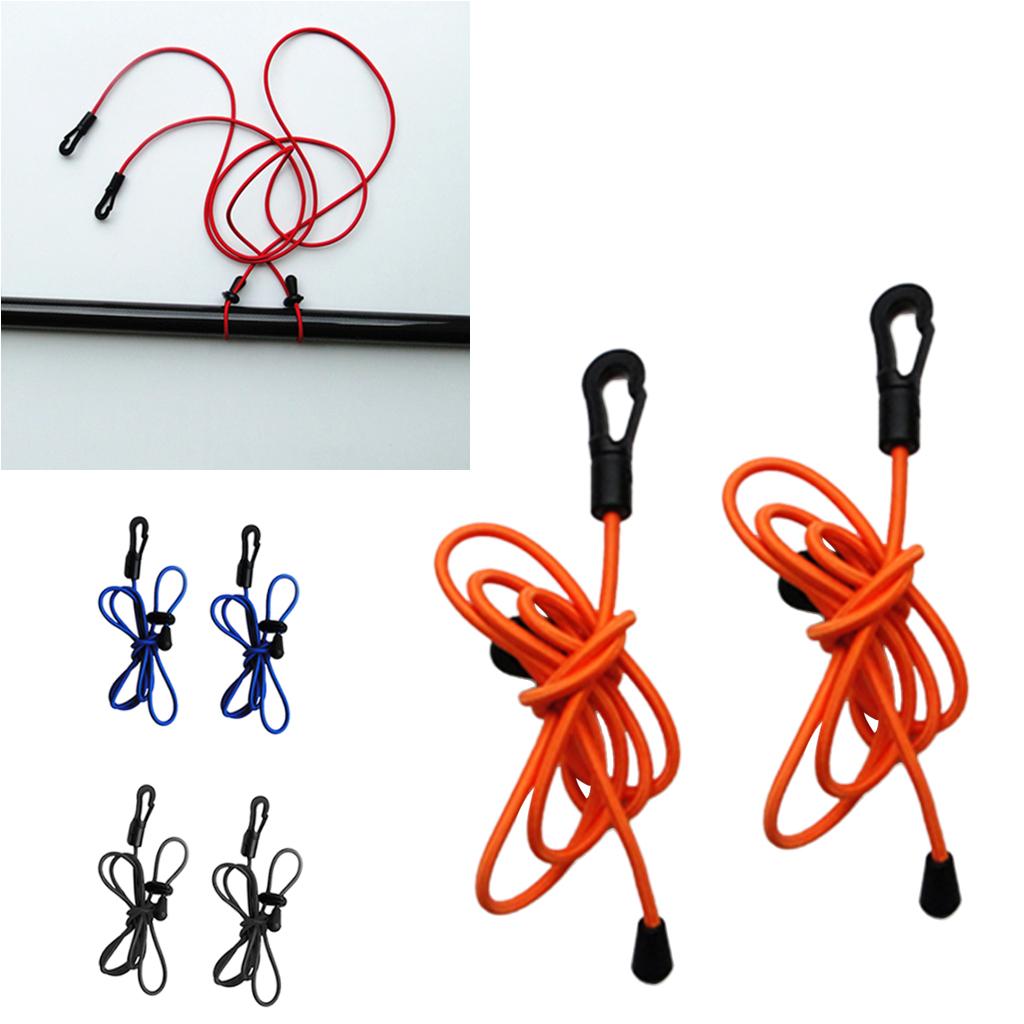 2 Pieces 1.2m Kayak Paddle Leash Bungee Fishing Rod Pole Lanyard Cord Orange