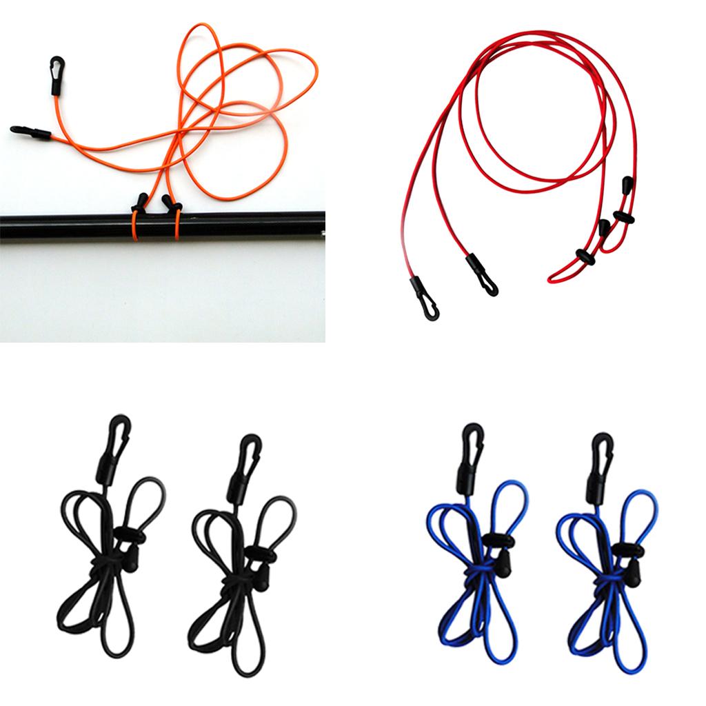 2 Pieces 1.2m Kayak Paddle Leash Bungee Fishing Rod Pole Lanyard Cord Orange