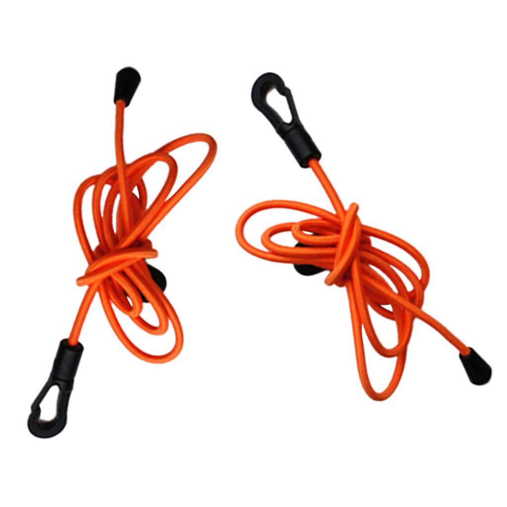 2 Pieces 1.2m Kayak Paddle Leash Bungee Fishing Rod Pole Lanyard Cord Orange