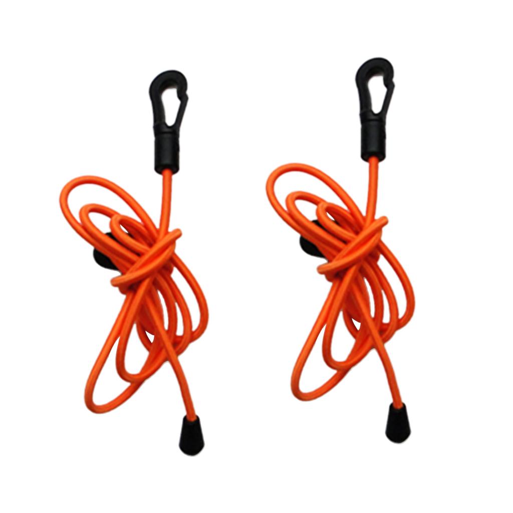2 Pieces 1.2m Kayak Paddle Leash Bungee Fishing Rod Pole Lanyard Cord Orange