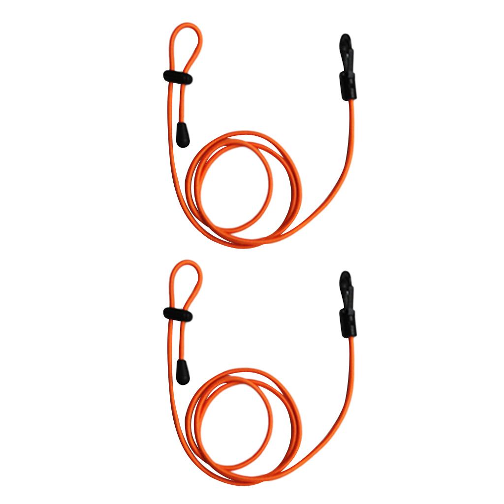 2 Pieces 1.2m Kayak Paddle Leash Bungee Fishing Rod Pole Lanyard Cord Orange