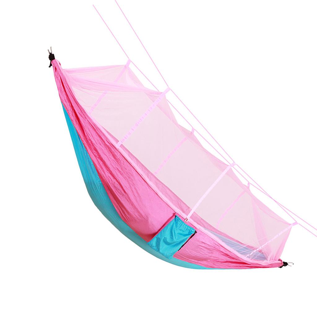 Portable Parachute Camping Hammock with   Net Pink Sky Blue
