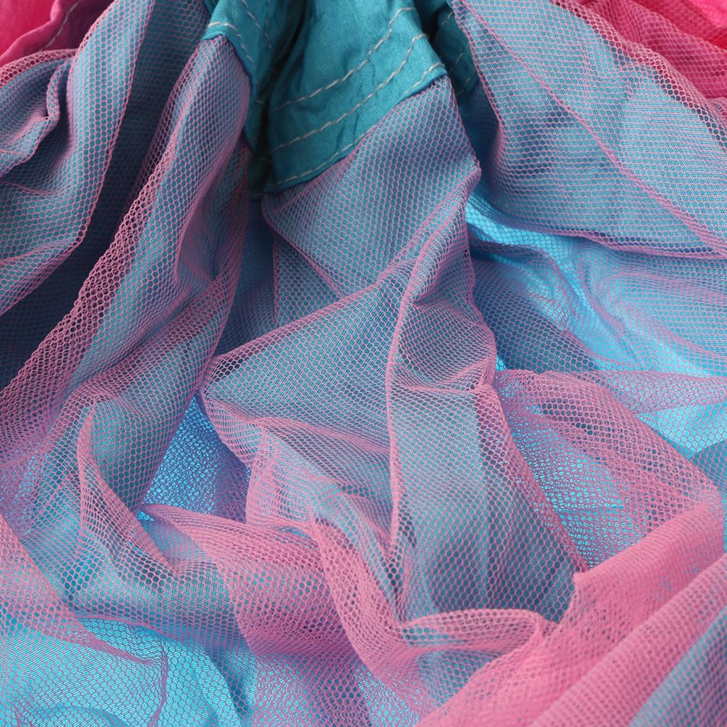 Portable Parachute Camping Hammock with   Net Pink Sky Blue
