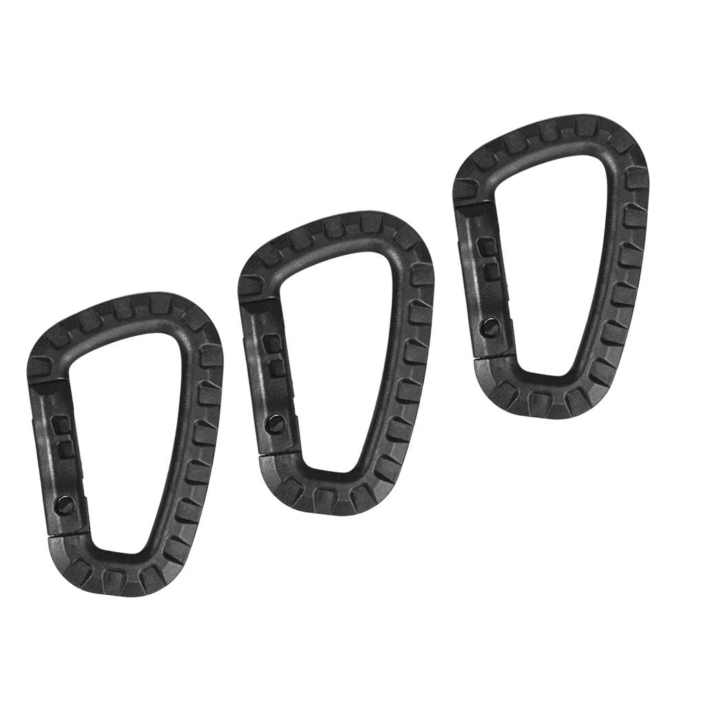 4x3 Pieces Carabiner Clip Keychain Outdoor Backpack Snap Hook Black