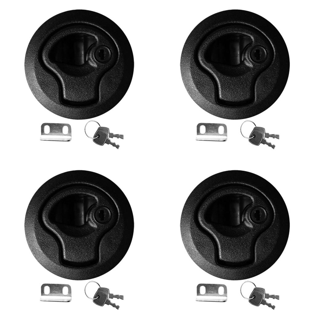 Black 2 Flush Pull Slam Latch for Marine Boat Hatch 1/4" Door Lock 4 Pcs"