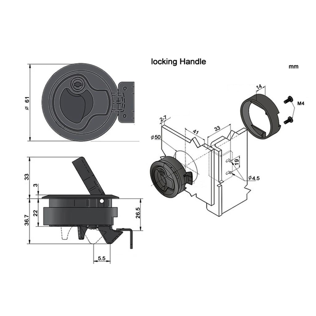  Black 2 Flush Pull Slam Latch for Marine Boat Hatch 1/4" Door Lock 4 Pcs"