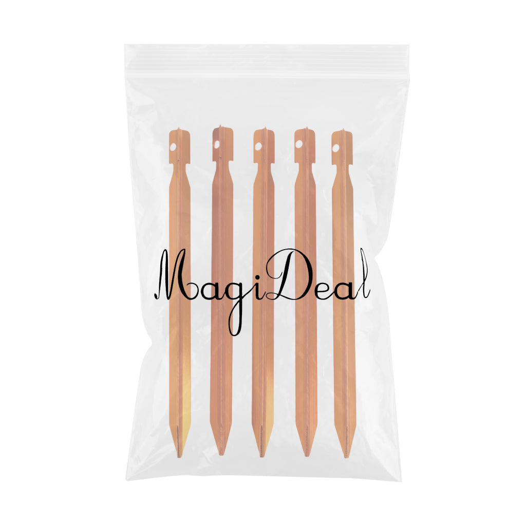 5 Piece Outdoor Camping Fishing Awning 18cm Aluminum Tent Stakes Pegs Orange