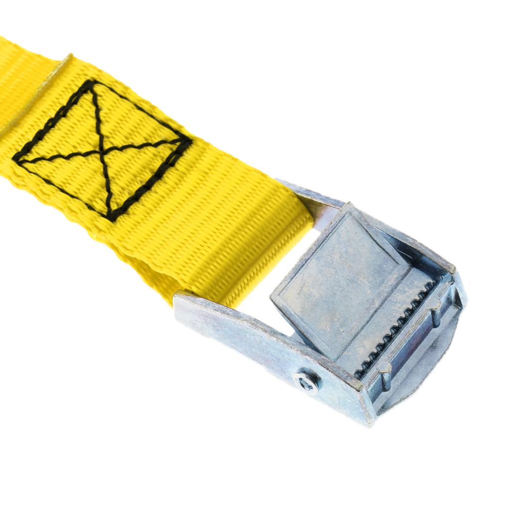 Heavy Duty Cam Buckle Tie Down Straps Roof Racks Trailers 25mm x 2.5m Yellow