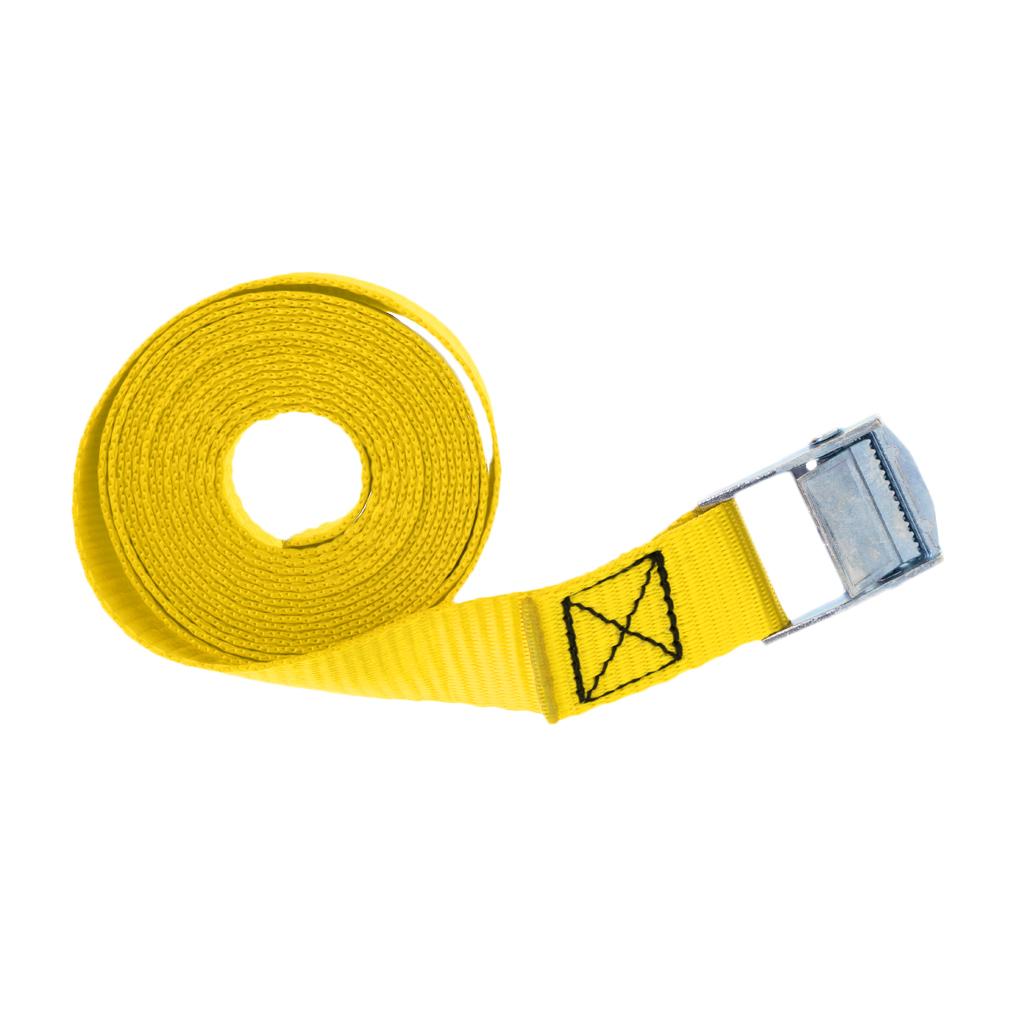 Heavy Duty Cam Buckle Tie Down Straps Roof Racks Trailers 25mm x 2.5m Yellow