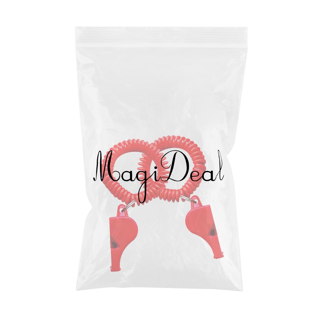 2 Pieces Survival Safety Whistle Wrist Coil Emergency Scuba Diving Red