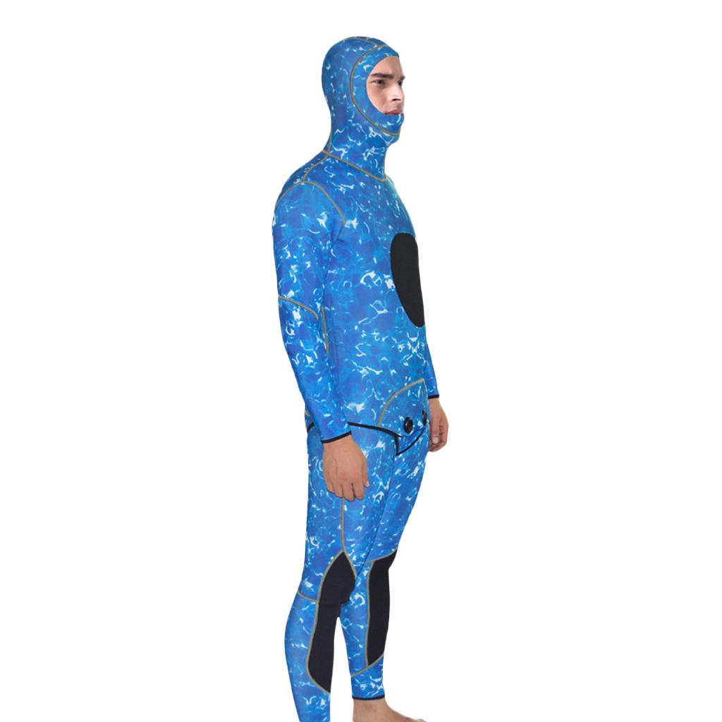 Mens Camo Full Body 2-Piece Set 3mm Neoprene Diving Wetsuit XXL Blue Camo