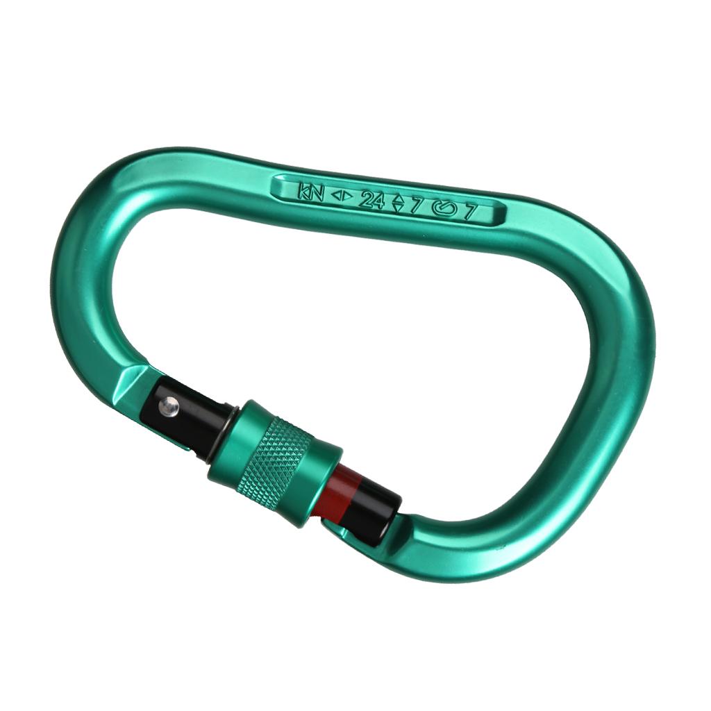 24KN Locking Climbing Screwgate Carabiner Screw Lock D-ring Hook Mint green
