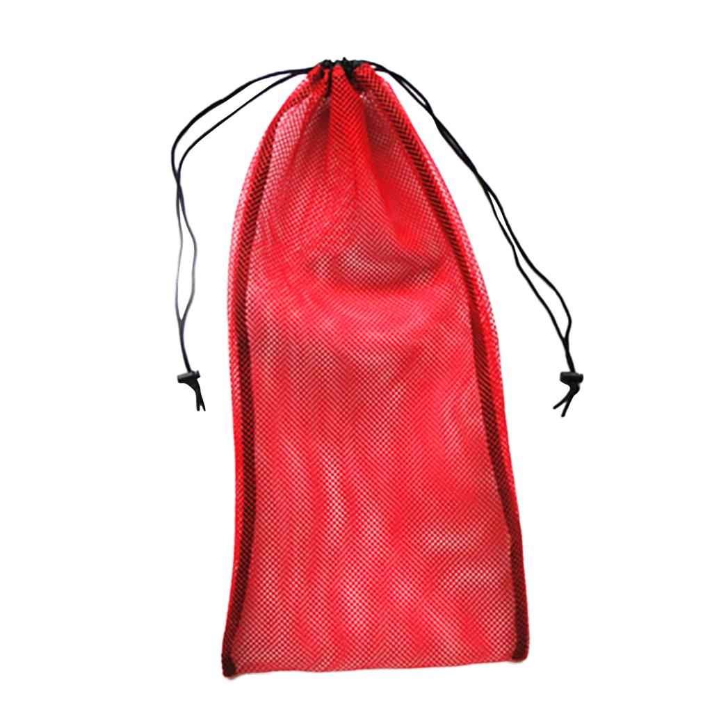 Mesh Drawstring Bag for Snorkeling Equipment Diving Fins Goggles Mask Red