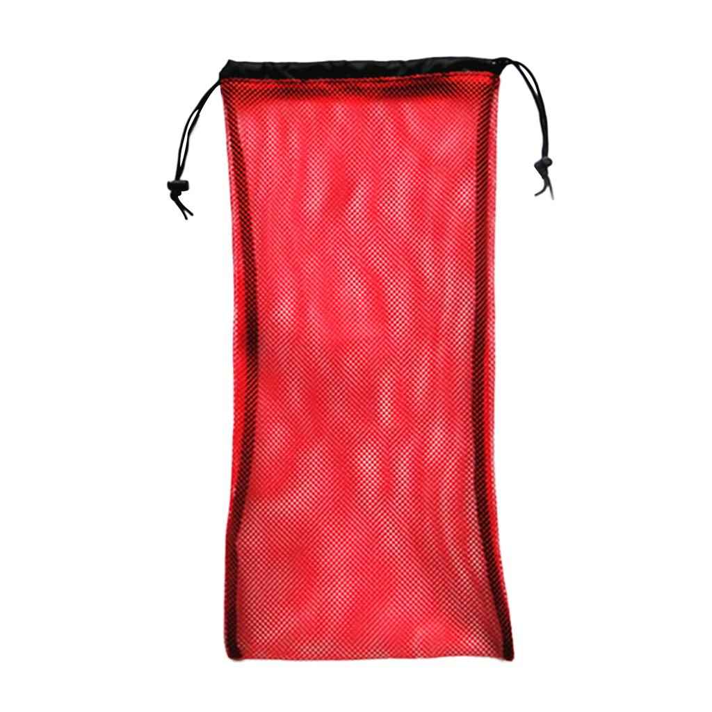 Mesh Drawstring Bag for Snorkeling Equipment Diving Fins Goggles Mask Red