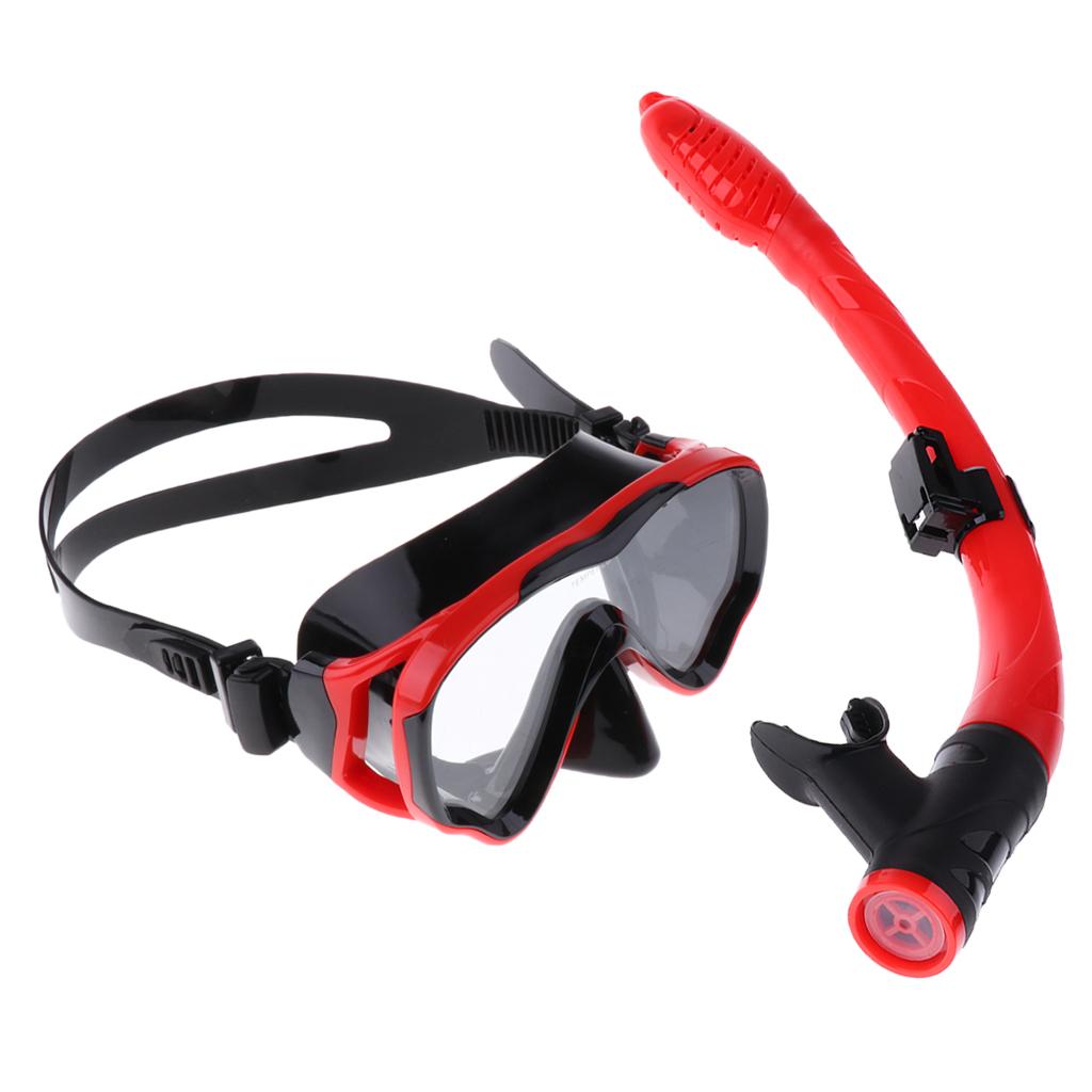 Kids Children's Scuba Diving Training Mask & Snorkel Set Black and Red