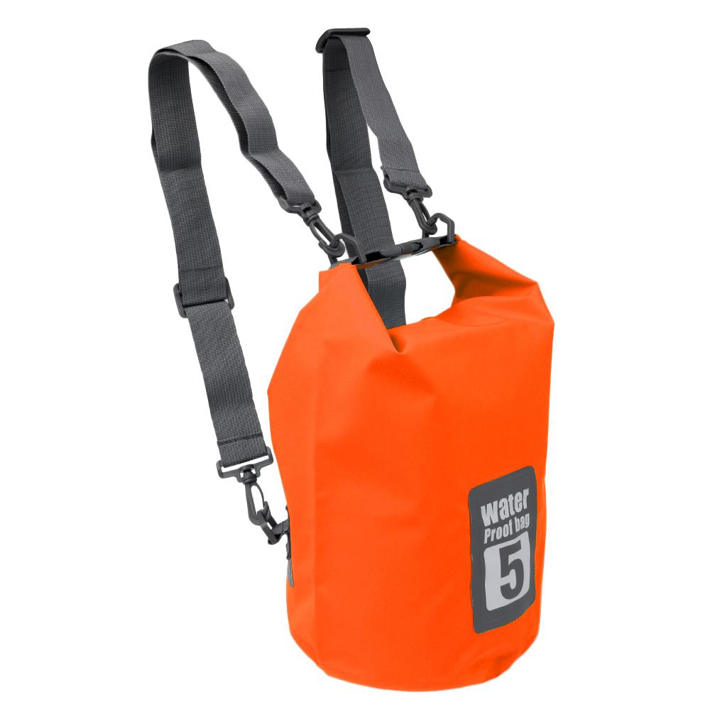 Waterproof   Sack Backpack Bucket Bag Camping Kayaking Travel 5L orange