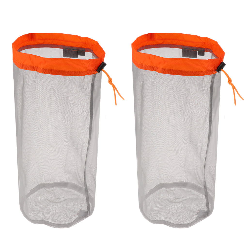 Ultra-light Mesh Stuff Sack Storage Bag for Travel Camping M Orange